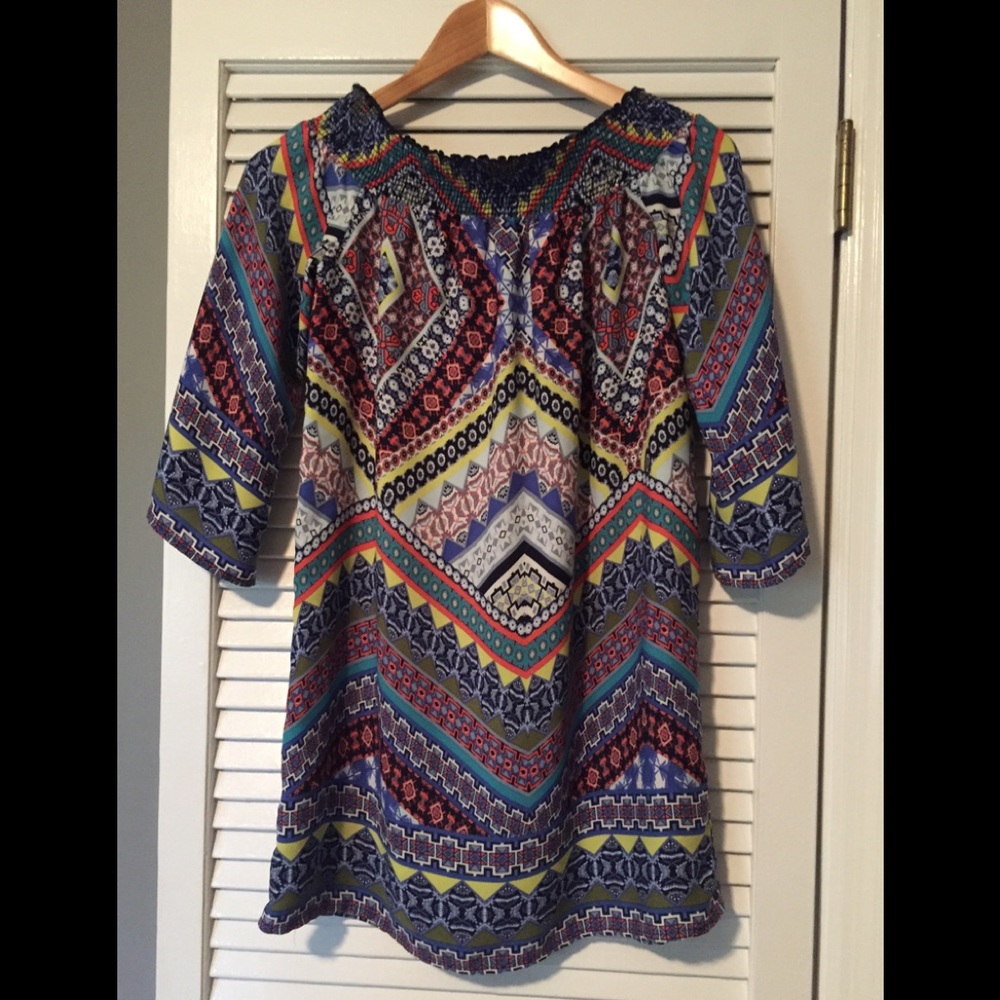 Multi-color off shoulder dress